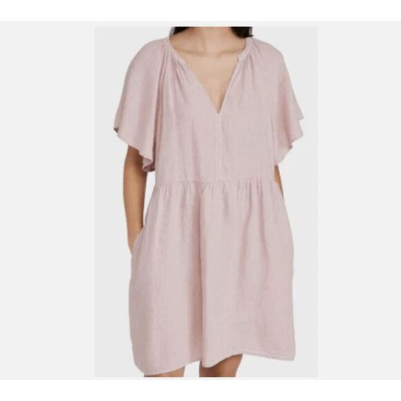 NEW! Velvet by Graham & Spencer Danielle Dress Ballet Pink 100% Linen Size XS - Picture 1 of 11